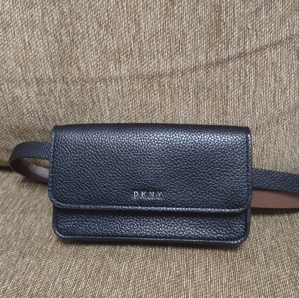 DKNY Mini Belt Bag For Women's, Synthetic  Black Leather